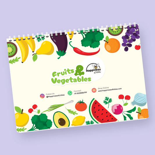 Fruits and Vegetables | Busy Book | 10 Pages | Learn & Write Alphabet | Age 1 - 3 Years