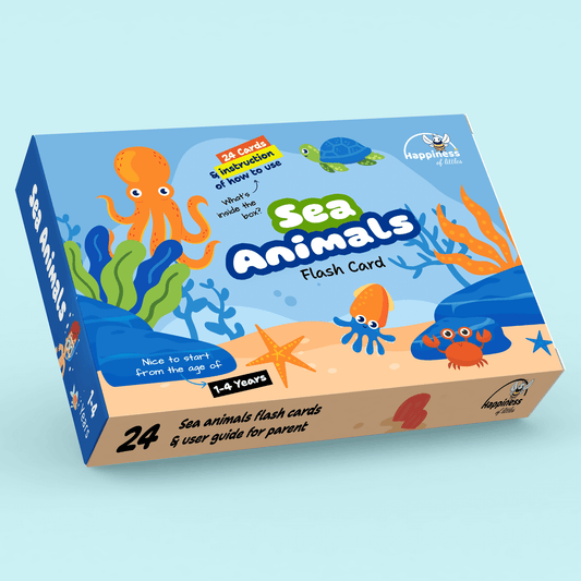 Sea Animals Flash Card | 24 Flash Card | Both Side Flash Card | Learn Sea Animals | Age 1 - 4 Years